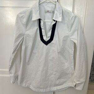 Vineyard Vines Women’s XS shirt top blouse tunic white navy NWOT
